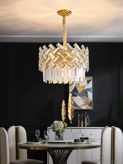 Post-modern Light Luxury Fence Crystal Chandelier Suit for Living/Dining Room