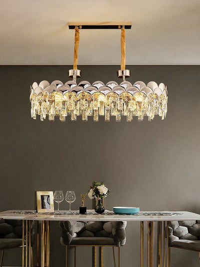 Modern Fish Scale Tiered Crystal Pendant Chandelier Suit for Living Room & Bedroom