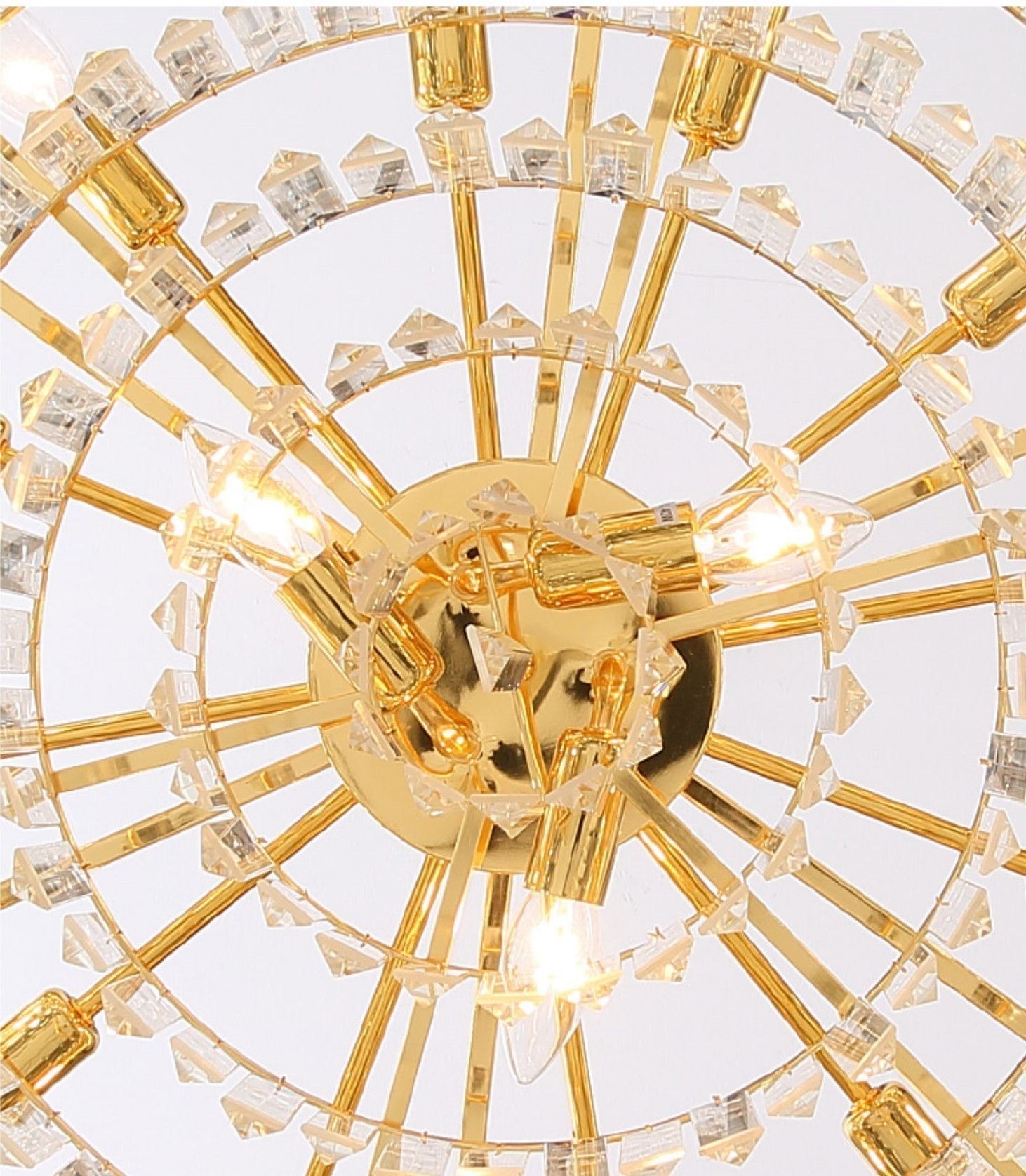 Post-modern Light Luxury Fence Crystal Chandelier Suit for Living/Dining Room