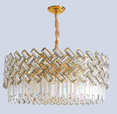 Post-modern Light Luxury Fence Crystal Chandelier Suit for Living/Dining Room