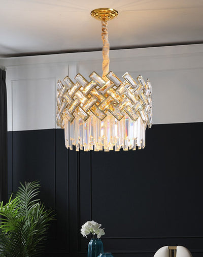 Post-modern Light Luxury Fence Crystal Chandelier Suit for Living/Dining Room