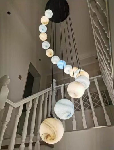 Nordic Planet Creative Long Ball Pendant Chandelier Staircase Foyer - Yovalighting