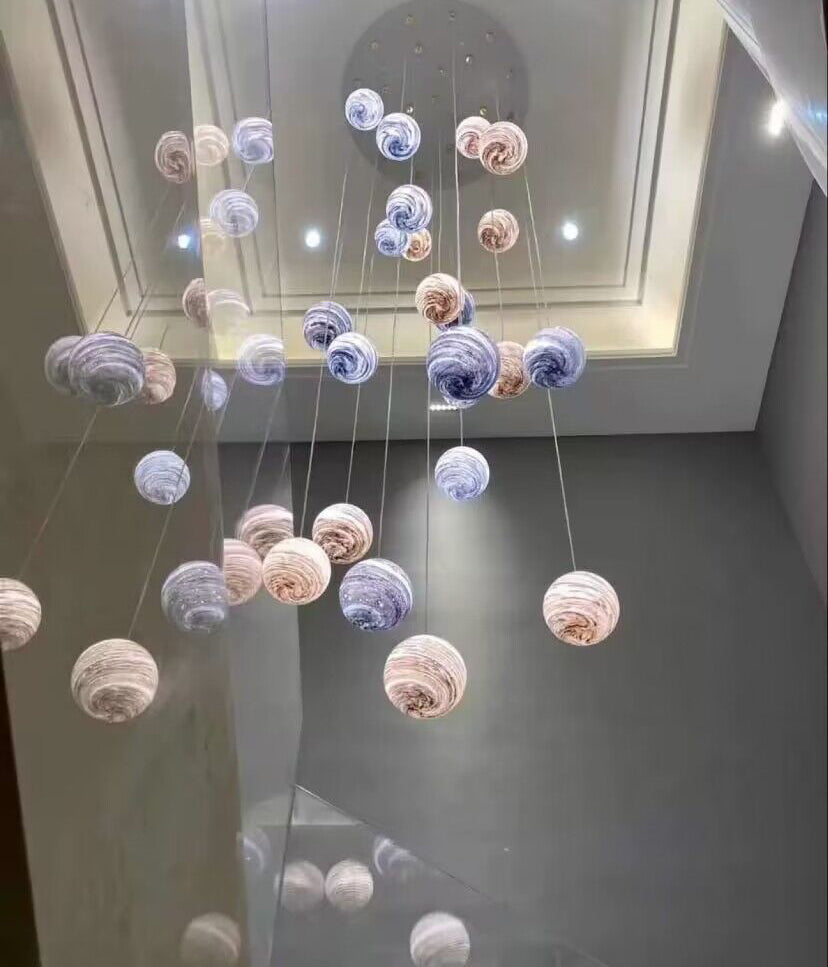 Nordic Planet Creative Long Ball Pendant Chandelier Staircase Foyer - Yovalighting