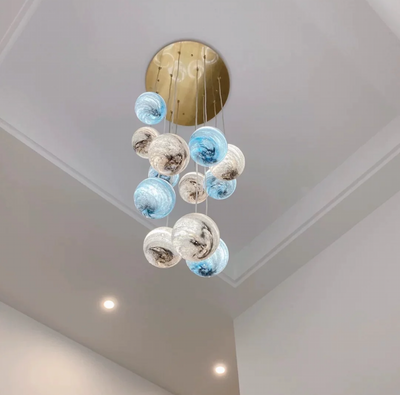 Nordic Planet Creative Long Ball Pendant Chandelier Staircase Foyer - Yovalighting