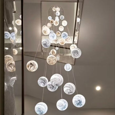Nordic Planet Creative Long Ball Pendant Chandelier Staircase Foyer - Yovalighting