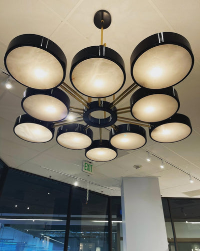 Modern 10-Light Round Alabaster Cluster Chandelier for Low-ceiling