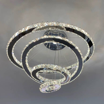 Light Luxury 5/6/7 Rings Crystal Chandelier for Staircase/Foyer/Villa