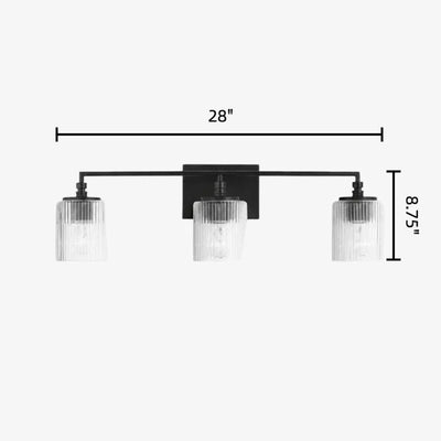 Mergelighting Veyra Modern 3-Light Ribbed Glass Cylinder Wall Lamp