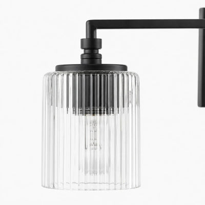 Mergelighting Veyra Modern 3-Light Ribbed Glass Cylinder Wall Lamp
