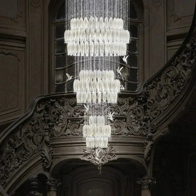 Ceramic Tulip Cascade Staircase Chandelier