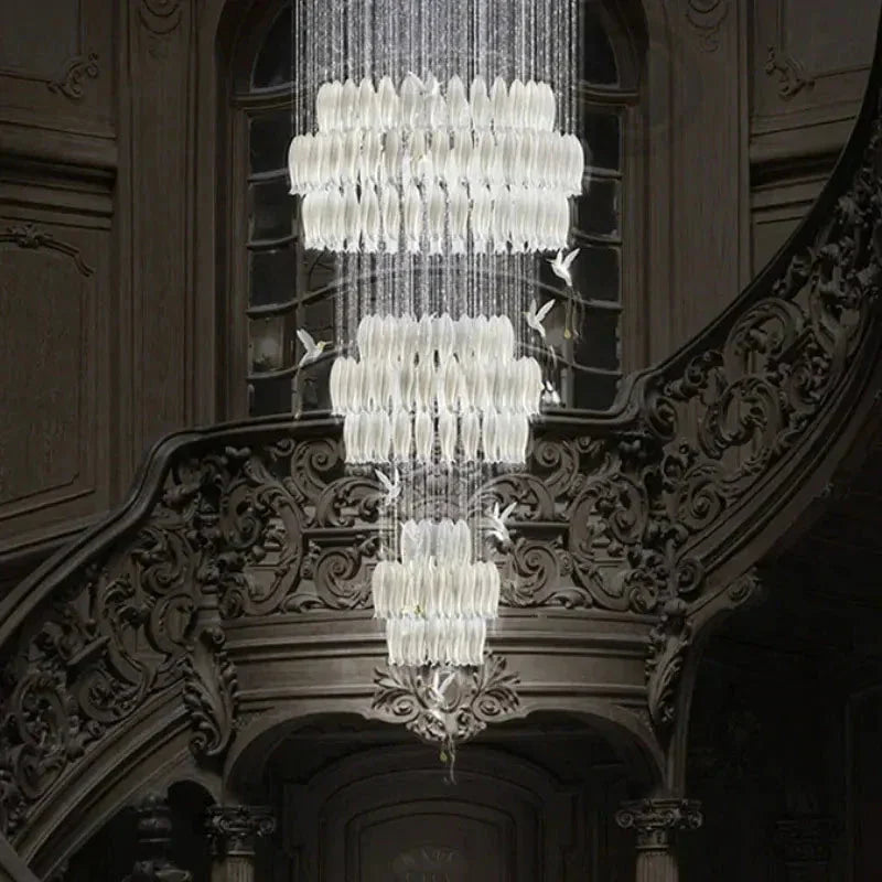 Ceramic Tulip Cascade Staircase Chandelier