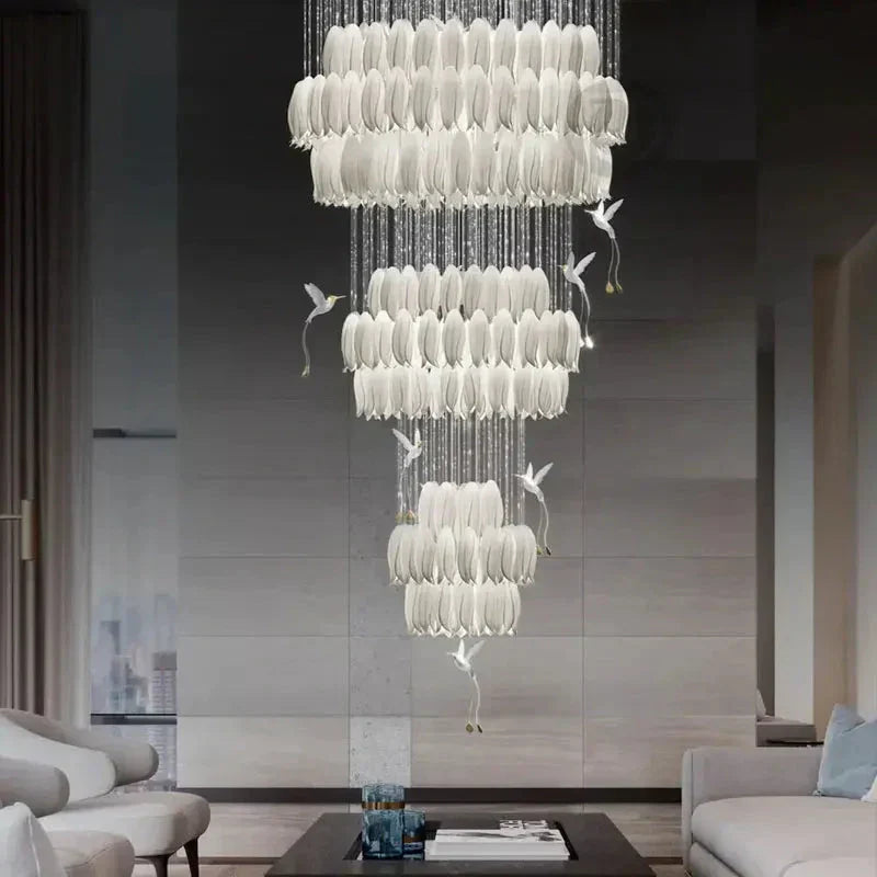 Ceramic Tulip Cascade Staircase Chandelier