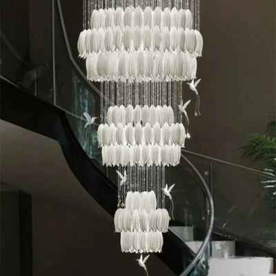 Ceramic Tulip Cascade Staircase Chandelier