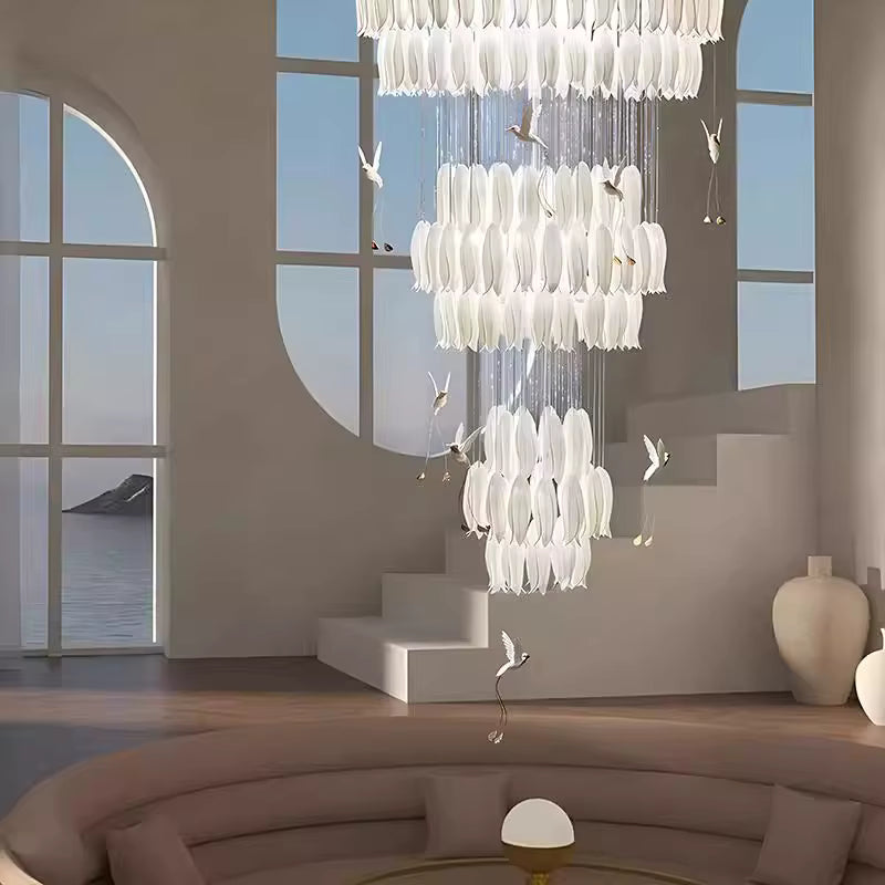 Ceramic Tulip Cascade Staircase Chandelier
