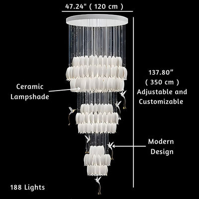Ceramic Tulip Cascade Staircase Chandelier