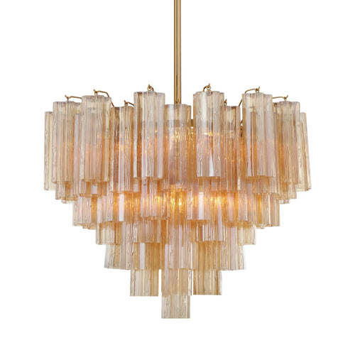Addis 12 Light 27in Waterfall Chandelier Amber Glass - Cyran Lamps