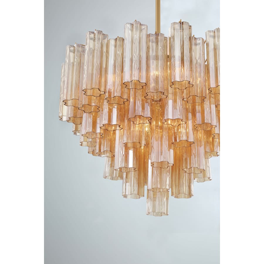 Addis 12 Light 27in Waterfall Chandelier Amber Glass - Cyran Lamps