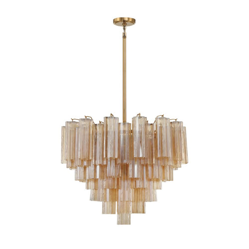 Addis 12 Light 27in Waterfall Chandelier Amber Glass - Cyran Lamps