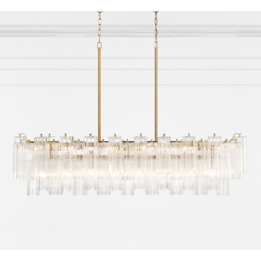 Addis 14 Light 52" Crystal Linear Chandelier - Cyran Lamps
