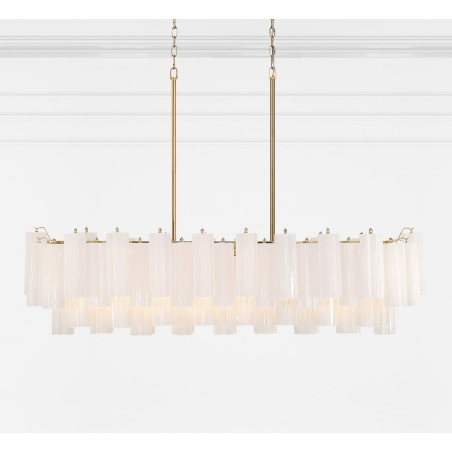 Addis 14 Light 52in Crystal Linear Chandelier Aged Brass - Cyran Lamps