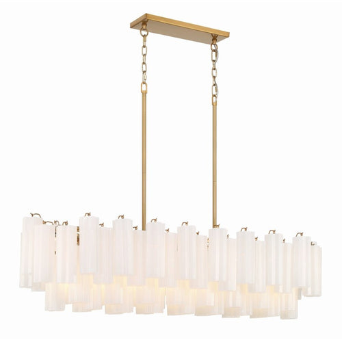 Addis 14 Light 52in Crystal Linear Chandelier Aged Brass - Cyran Lamps