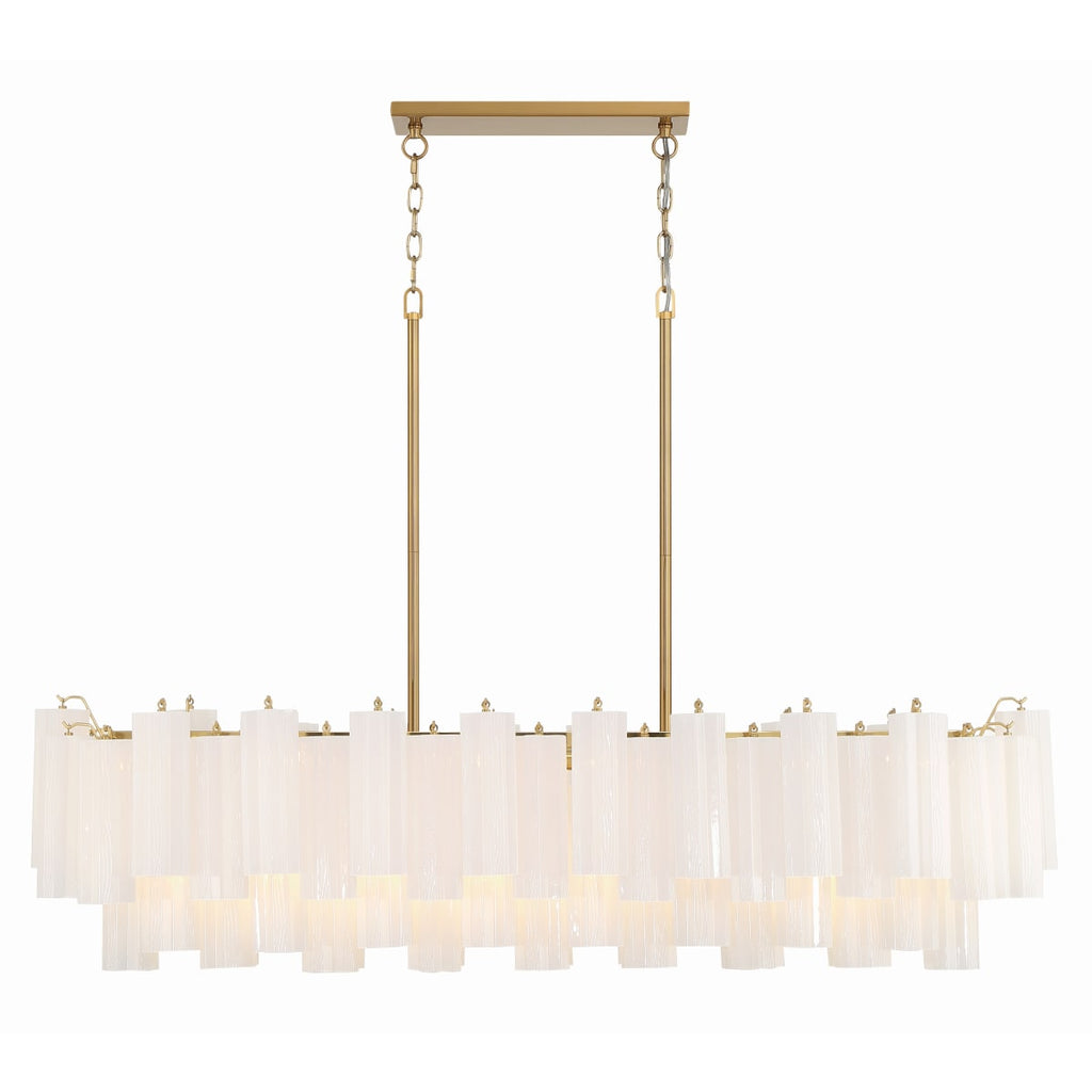 Addis 14 Light 52in Crystal Linear Chandelier Aged Brass - Cyran Lamps