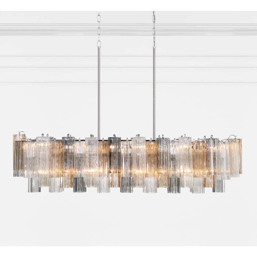 Addis 14 Light 52in Crystal Linear Chandelier Autumn Glass - Cyran Lamps