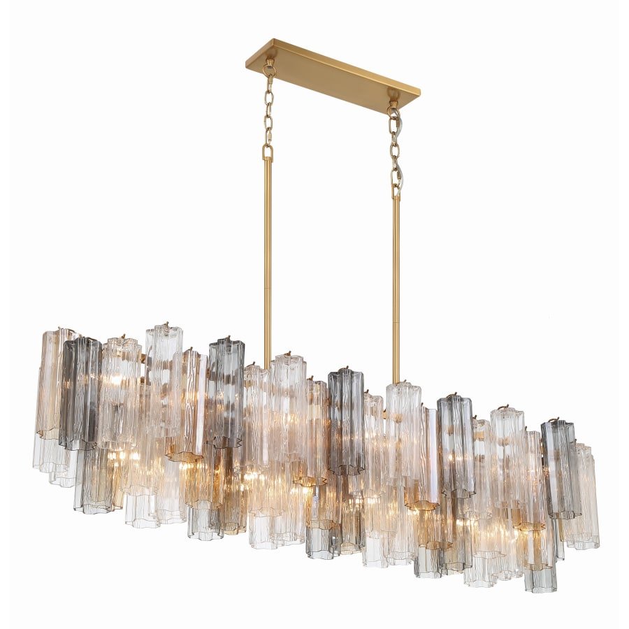 Addis 14 Light 52in Crystal Linear Chandelier Autumn Glass - Cyran Lamps
