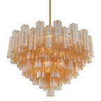 Addis 16 Light 32in Waterfall Chandelier Amber Glass Aged Brass - Cyran Lamps