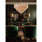 Addis 16 Light 32in Waterfall Chandelier Amber Glass Aged Brass - Cyran Lamps