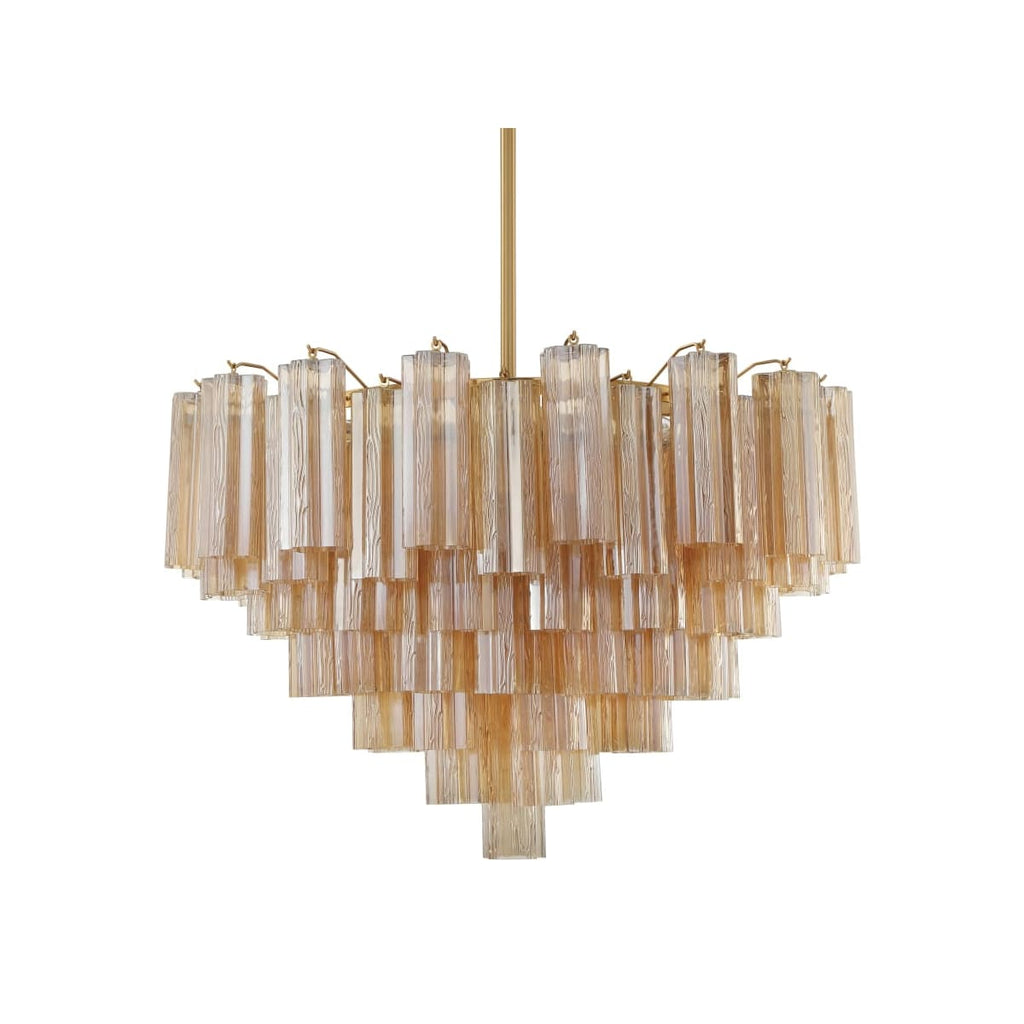 Addis 16 Light 32in Waterfall Chandelier Amber Glass Aged Brass - Cyran Lamps
