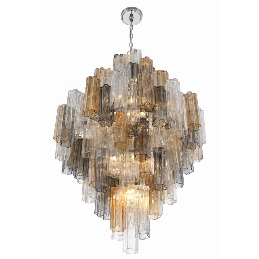 Addis 20 Light 31in Crystal Waterfall Chandelier Aged Brass - Cyran Lamps