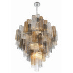Addis 20 Light 31in Crystal Waterfall Chandelier Aged Brass - Cyran Lamps