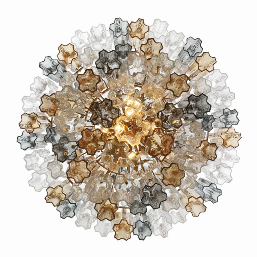 Addis 20 Light 31in Crystal Waterfall Chandelier Aged Brass - Cyran Lamps