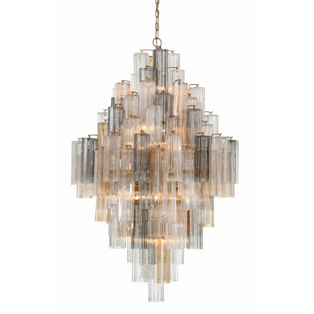 Addis 20 Light 31in Crystal Waterfall Chandelier Aged Brass - Cyran Lamps
