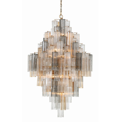Addis 20 Light 31in Crystal Waterfall Chandelier Aged Brass - Cyran Lamps