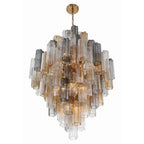Addis 20 Light 31in Crystal Waterfall Chandelier Aged Brass - Cyran Lamps
