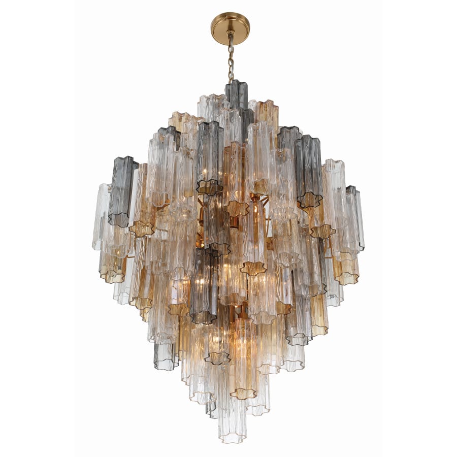 Addis 20 Light 31in Crystal Waterfall Chandelier Aged Brass - Cyran Lamps