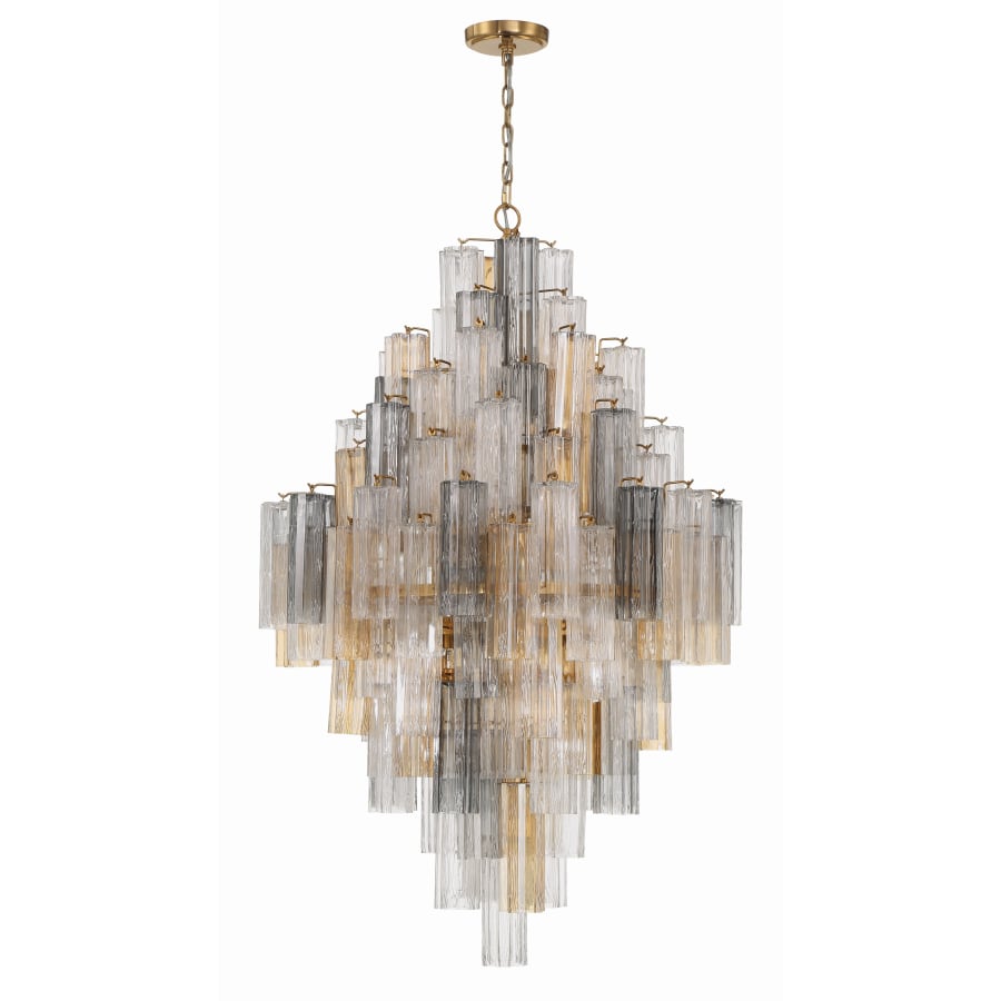 Addis 20 Light 31in Crystal Waterfall Chandelier Aged Brass - Cyran Lamps