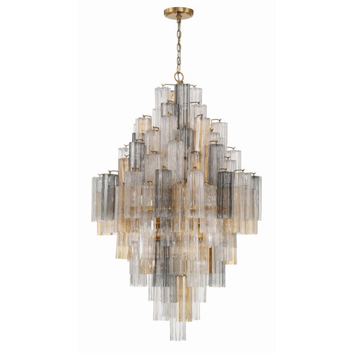 Addis 20 Light 31in Crystal Waterfall Chandelier Aged Brass - Cyran Lamps