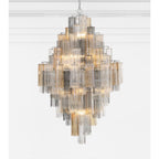 Addis 20 Light 31in Crystal Waterfall Chandelier Aged Brass - Cyran Lamps