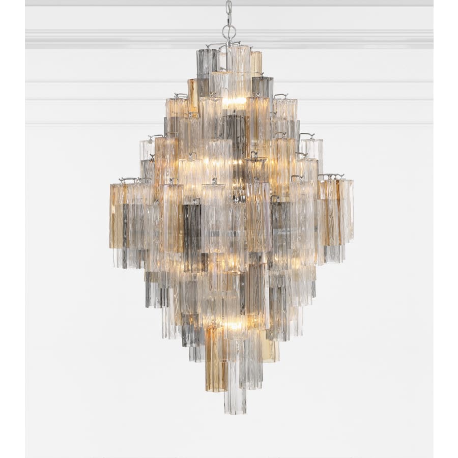 Addis 20 Light 31in Crystal Waterfall Chandelier Aged Brass - Cyran Lamps