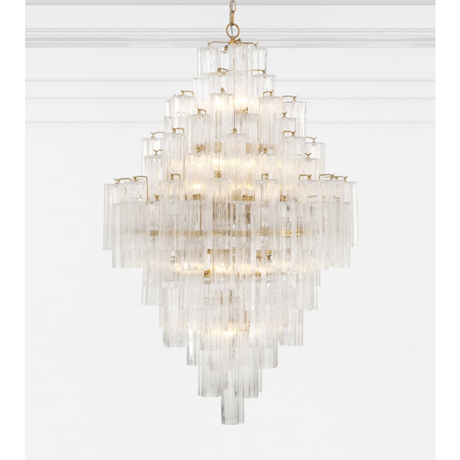 Addis 20 Light Crystal Waterfall Chandelier Aged Brass - Cyran Lamps