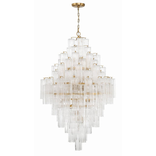 Addis 20 Light Crystal Waterfall Chandelier Aged Brass - Cyran Lamps