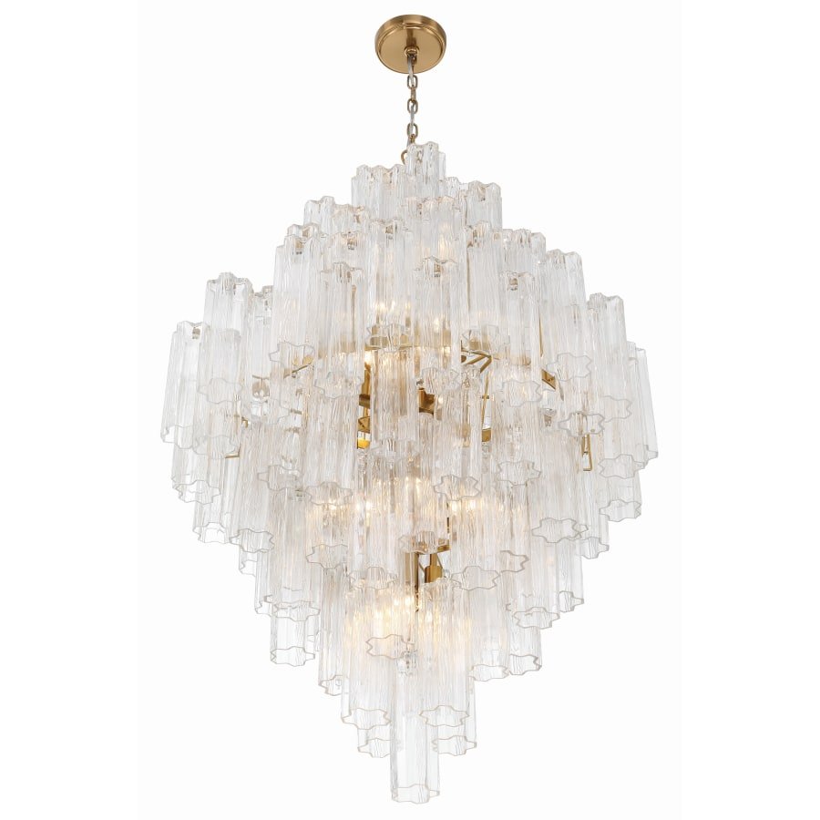 Addis 20 Light Crystal Waterfall Chandelier Aged Brass - Cyran Lamps