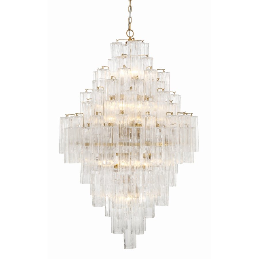 Addis 20 Light Crystal Waterfall Chandelier Aged Brass - Cyran Lamps