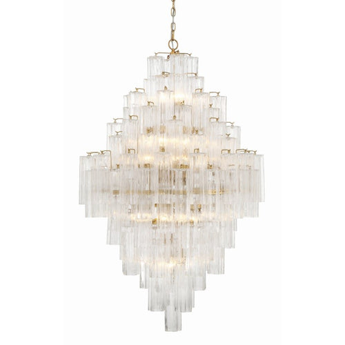 Addis 20 Light Crystal Waterfall Chandelier Aged Brass - Cyran Lamps