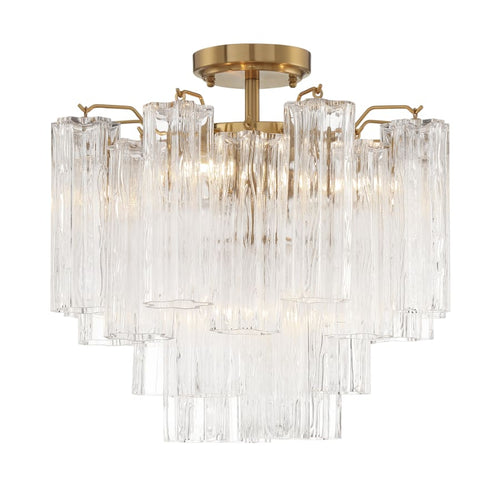 Addis 4 - Light 18" Semi - Flush Waterfall Ceiling Fixture Clear Glass - Cyran Lamps