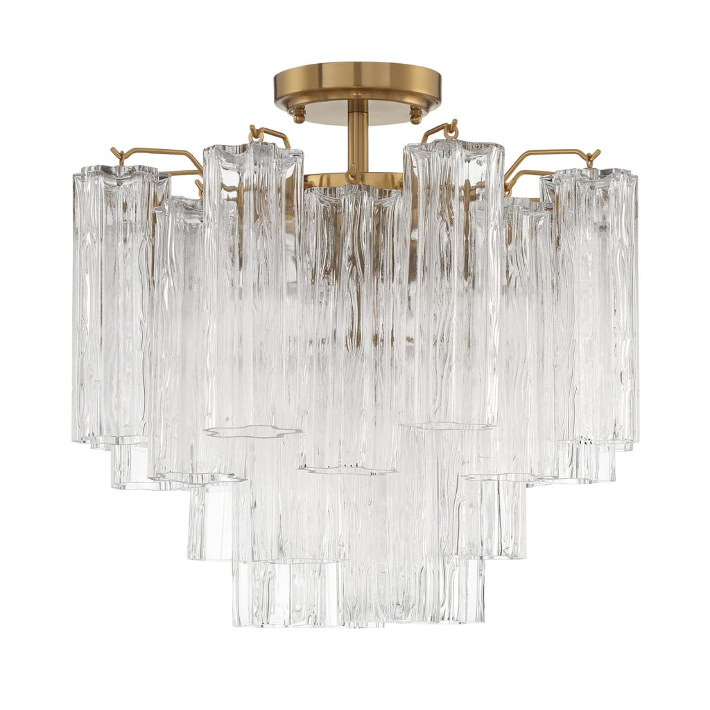 Addis 4 - Light 18" Semi - Flush Waterfall Ceiling Fixture Clear Glass - Cyran Lamps