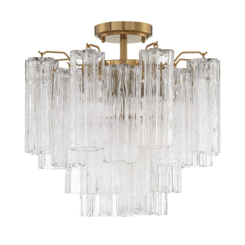 Addis 4 - Light 18" Semi - Flush Waterfall Ceiling Fixture Clear Glass - Cyran Lamps